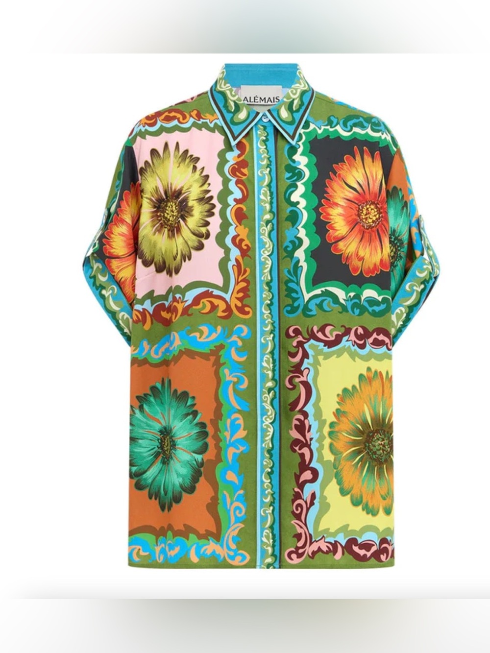 ALEMAIS Disco Daisy Oversized Tencel Shirt, Size 6 - Picture 6 of 13